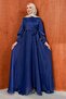 Navy Blue Side Tie Evening Dress