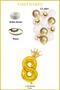 8 Number Gold Foil Balloon, King's Crown and Gold Balloon with Confetti - 3