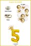 5 Number Gold Foil Balloon, King's Crown and Gold Balloon with Confetti - 3