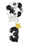 3 Number Black Foil Balloon, King's Crown and Black Balloon Set with Confetti - 2