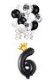 6 Number Black Foil Balloon, King's Crown and Black Balloon Set with Confetti - 2