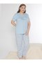 Plus Size Oversized Viscose Short Sleeve Summer Pajama Set B08-90 - 2