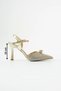 Women's Gold Stone Evening Dress Shoes Pointed Toe Ankle Strap Thin Heeled Wedding & Engagement Shoes - 2