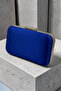 Cobalt Blue Color Satin Silver Case Evening Bag Evening Bag Wedding Engagement Portfolio - 2