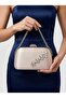 Special Design Skin Color Satin Chain Handle Silver Crystal Stone Handle Women's Evening Dress Bag