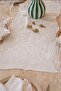 Spring Branch Embossed Detailed White Runner 40X140 Napkin Set 38X38 with Laces - 5