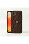 Apple iPhone 12 Compatible Case Zebana Camellia Leather Case Brown