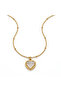 Non-Tarnish Steel White Pearlescent Enameled Heart Necklace