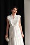 High Neck Button and Thin Lace Detailed Ruffled Premium Brode Scallop Dress - 6