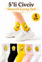 5 Pairs Unisex Colorful Various Patterned Washable Chick College Tennis Socks