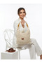 Boho Chic Handmade Knit Bag, Aesthetic Crochet Shoulder Bag with Wood - 4