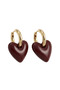 Red Heart Gold Detailed Dangle Steel Women's Earrings