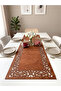 Red Brown Suede Fabric Runner 40X140 cm Table Length - Geometric Triangle Pattern