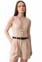 Women's Belted Sleeveless Shorts Jumpsuit