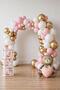 Chrome Gold, Macaron Pink and White Balloon Themed 1 Year Old Set; One Box Pink Heart Teddy Bear Foil and Balloon