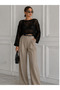 Women's Perforated Openwork Crop Boat Neck Black Knitwear Blouse - 7