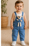 Baby Boy and Girl Denim Salopet Jumpsuit with Teddy Bear, Comfortable and Stylish, Daily Baby Outfit for Holidays - 3