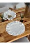 2-Piece Natural Raw Linen Round Ruffle Detail Placemat / Charger