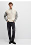 Semi-Zippered Mock Neck Ecru Sweater Loose Fit / Relaxed Fit 0710263-70057 - 3