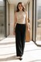 Women's Pants Palazzo Pants Wide Leg Pants Stretch Fabric Loose Fit Casual Black Button Front Stylish - 5