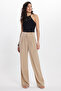 Women's Relax Fit Comfortable Cut Straight Double Pocket Beige Trousers