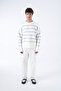 Fleece-Lined Striped Furry Knitwear Sweater