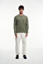 Washable Crew Neck Patterned Knit Sweater