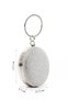 Women / Girls Silver Stone Long Chain Evening Dress Bag with Hand and Shoulder Strap - 2