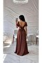 Coffee Knot Detailed Long Evening Dress 583008 - 2