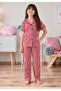 Girl's Cotton Button Shirt Collar Summer Short-Sleeved Pajama Set - 2