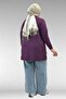 58013 Plus Size Combed Cotton Tunic with Star and Stone Detail on the Front - Plum - 6