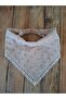 Handmade Lace Cotton Fabric - Lace Detail - Elastic Bandana - Vintage Triangle Style - 2