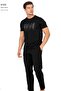 6125 Men's Short Sleeve Crew Neck Pajama Set-Black