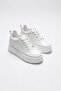 Women's White Hidden Heel 8cm Height Increasing Sports Shoes - 5