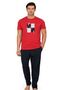 6126 Men's Short Sleeve Crew Neck Pajama Set-Red