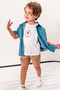 Short Sleeve Denim Shirt Shorts 3-Piece Summer Boys' Set 3711 Smr - 4