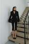 Black Waist-Fitted Belt Detail Blazer Jacket - 4