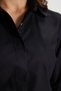Women's Slim Fit 100% Cotton Sport Collar Hidden Placket Stain-Resistant Plain Oxford Black Shirt - 4