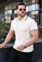 Men's Casual Striped Cotton White Polo Neck T-Shirt - 3