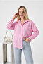 Women's Dusty Pink Linen Shirt 100% Real Linen Basic Oversize Linen Long Sleeve with Pockets - 3