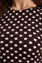 Women's Slim Fit Polka Dot Crew Neck Brown Crop Blouse - 5