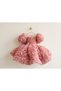 Hobiboutique Roselyn Girl's Fluffy Rose Detailed Birthday Dress Evening Dress
