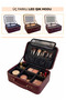 Genuine Leather Makeup Bag with 3 Led Lights and Mirror - Shockproof Luxury Organizer with Adjustable Compartments - Burgundy - 6