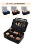 Genuine Leather Lighted Mirror Makeup Bag - Shockproof Luxury Organizer with Adjustable Compartments Black - 8