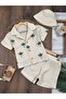 Muslin Palm Tree Printed Hat and Front Button Shorts Summer Set for Baby Boy/Child