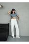 White Mom Fit Straight Denim Pants - 3