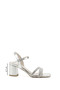 Women / Girls Silver Stone Ankle Strap Medium Thick Heeled Double Strap Sandals - 2