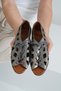 Women's Silver Laser Lace-Up Open Front Leather Sandals Byndlzr01 - 4