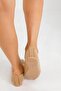 Women's Beige Cardif Square Buckle Velvet Home Slippers 1cm Byndshr03 - 7