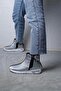 Women's Silver Elora Double Zippered Stone Detailed Waterproof Parachute Boots 4cm Byndevv01 - 5